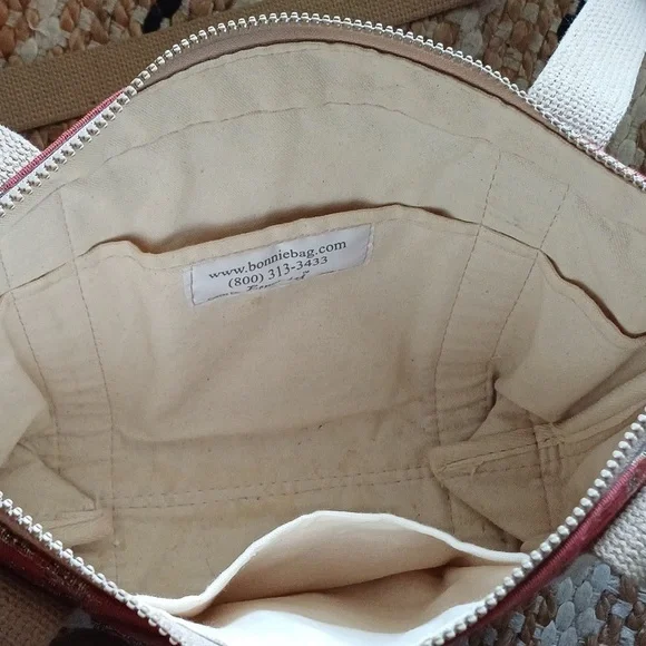 🔥🔥Bonnie Bag Upholstery palm trees vintage knitting needle point storage tote - Picture 9 of 16